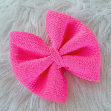 Neon Pink Single Puffy Bow