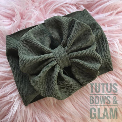 OLIVE GREEN TEXTURED BOW
