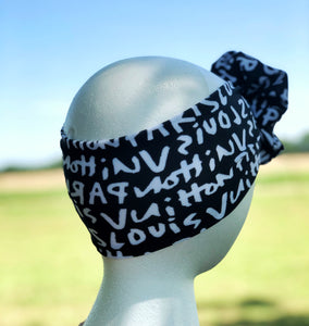 Black Graffiti Bow Headband