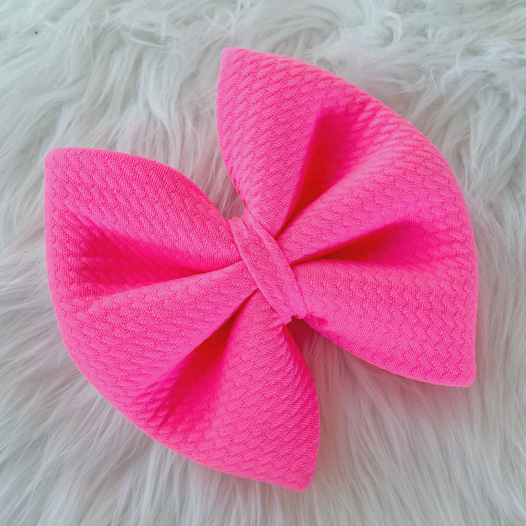 Neon Pink Single Puffy Bow