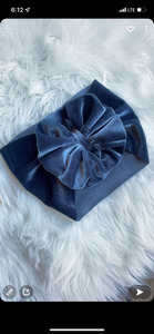 Blue Slate Velvet Headband