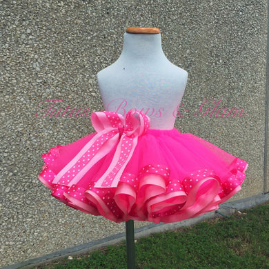 Pink Polka Dots Ribbon Trimmed Tutu